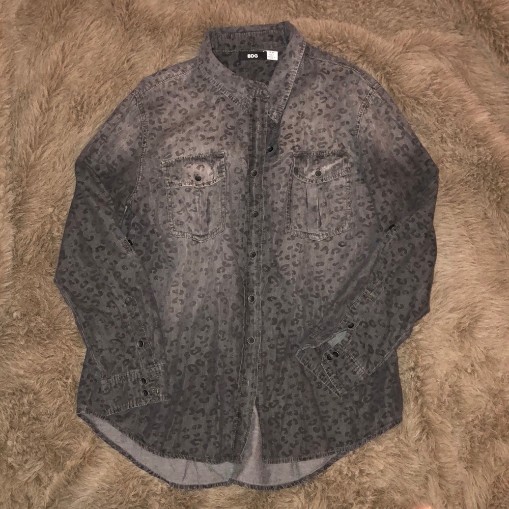 Leopard print button down shirt